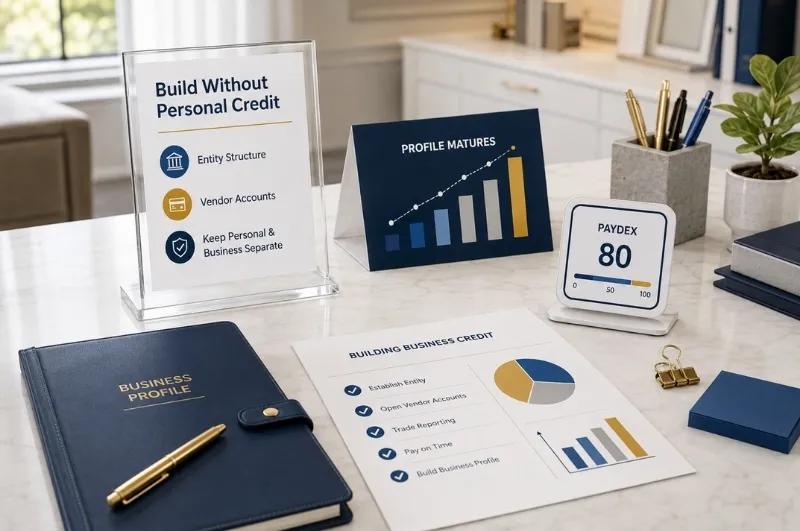 Entity setup, EIN, business bank account and vendor credit kept separate from personal finances